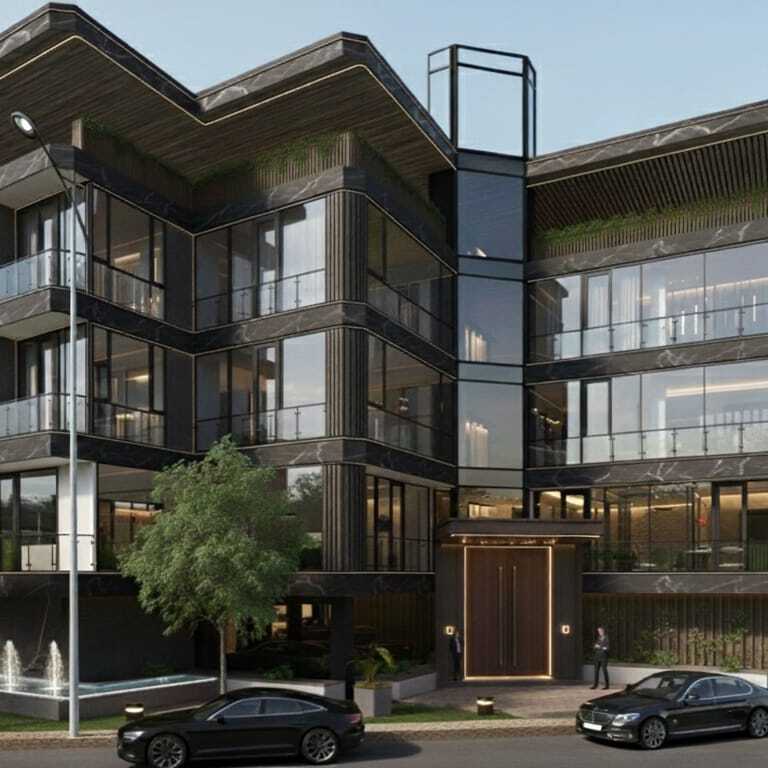 Vista exterior del edificio: Un proyecto residencial que integra diseño contemporáneo, confort y exclusividad.