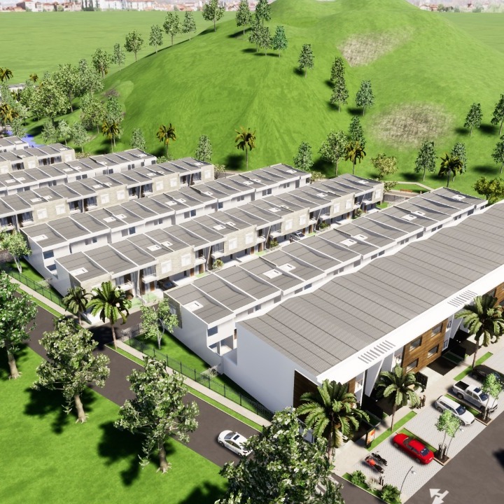 Vista aérea virtual del proyecto: Un desarrollo residencial planificado para ofrecer bienestar, orden y crecimiento.